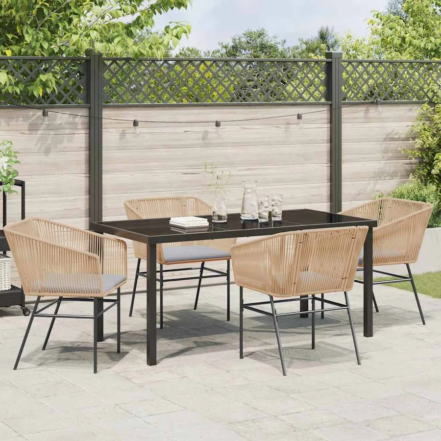 Ensemble de salle à manger pour jardin 5 pcs Marron - 4