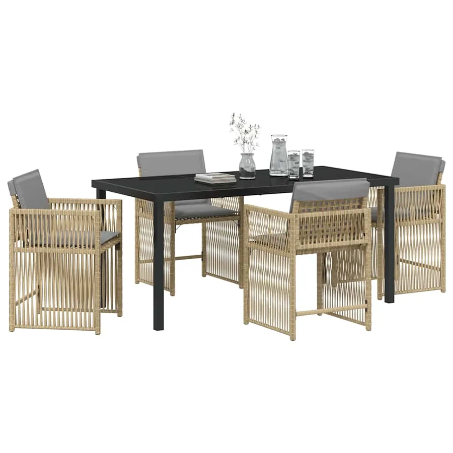 Ensemble de salle à manger pour jardin 5 pcs Beige polyrotin - 3