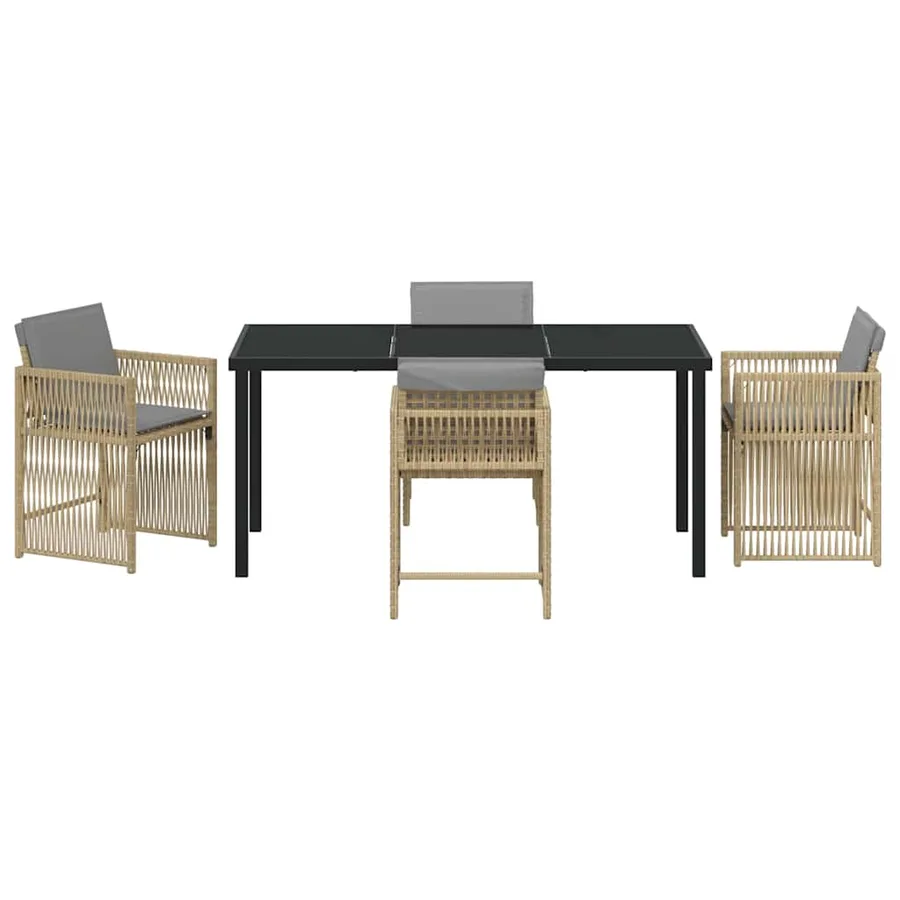 Ensemble de salle à manger pour jardin 5 pcs Beige polyrotin - 7
