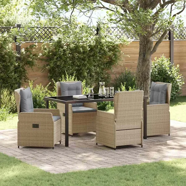 Ensemble de salle à manger pour jardin 5 pcs polyrotin