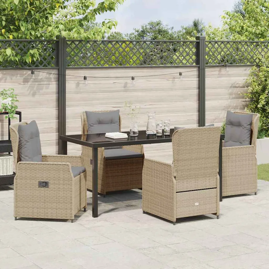 Ensemble de salle à manger pour jardin 5 pcs polyrotin - 4