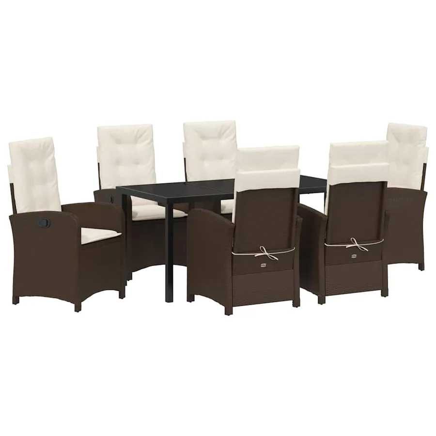 Ensemble de salle à manger pour jardin 7 pcs Marron polyrotin - 2