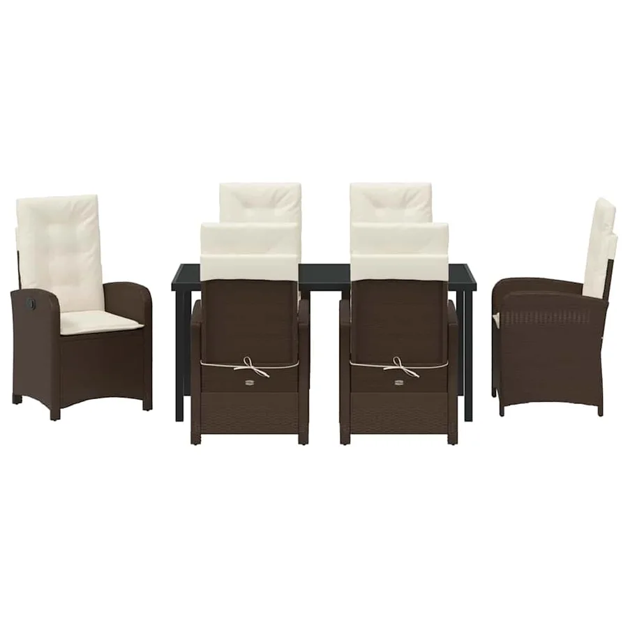 Ensemble de salle à manger pour jardin 7 pcs Marron polyrotin - 6