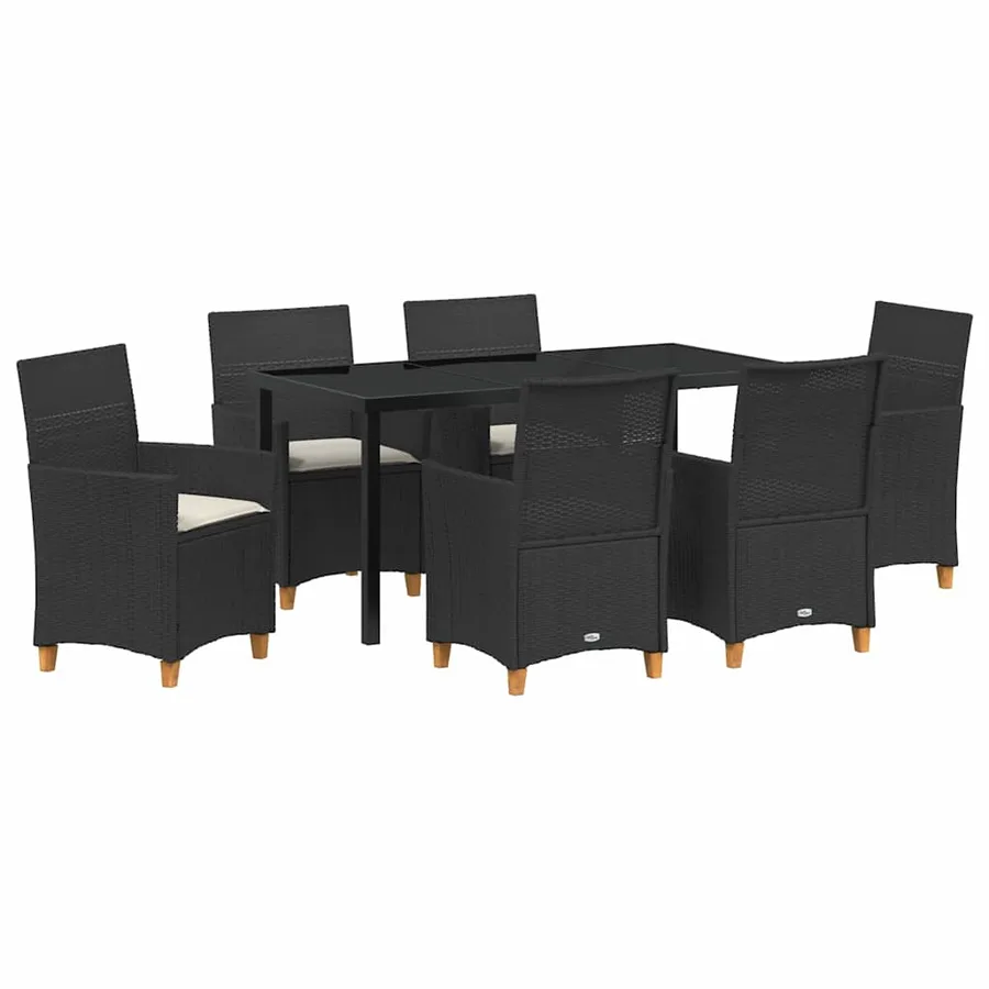 Ensemble de salle à manger pour jardin 7 pcs Noir polyrotin - 2