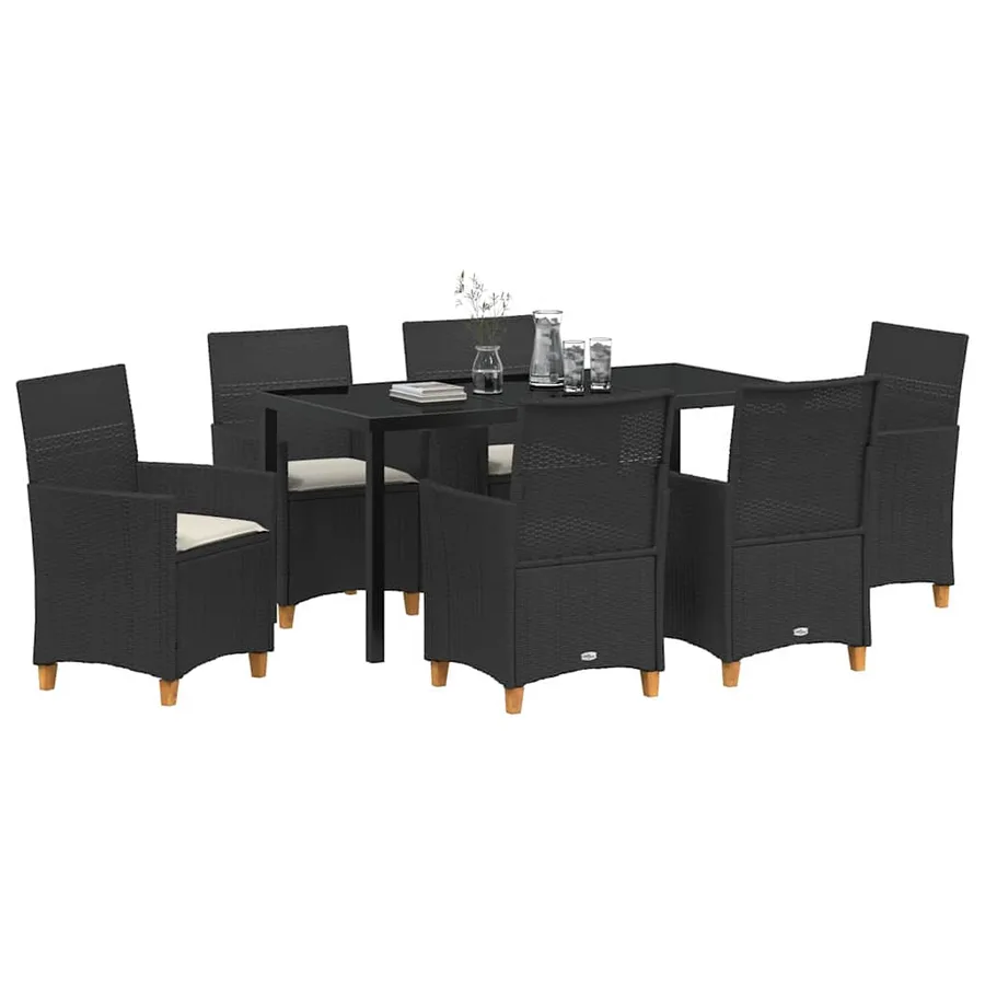 Ensemble de salle à manger pour jardin 7 pcs Noir polyrotin - 3