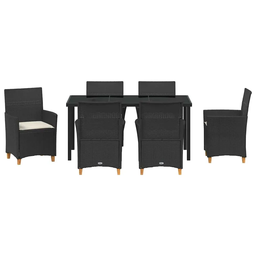 Ensemble de salle à manger pour jardin 7 pcs Noir polyrotin - 7