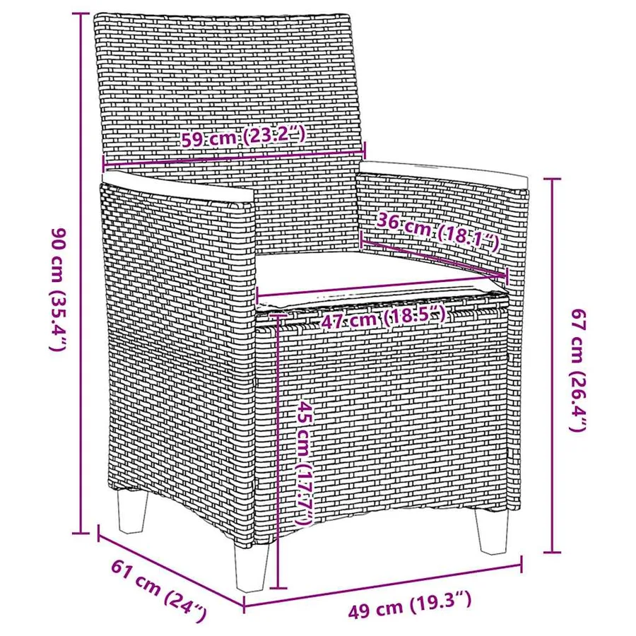 Ensemble de salle à manger pour jardin 7 pcs Gris polyrotin - 10