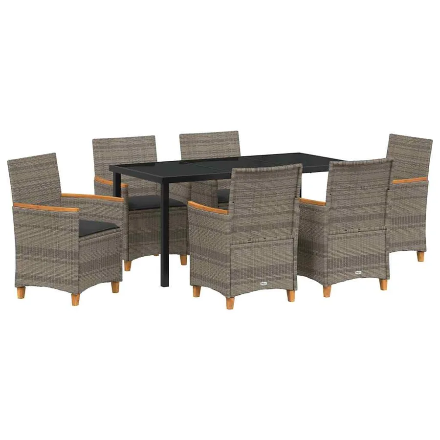 Ensemble de salle à manger pour jardin 7 pcs Gris polyrotin - 2