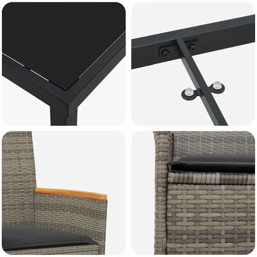 Ensemble de salle à manger pour jardin 7 pcs Gris polyrotin - 9