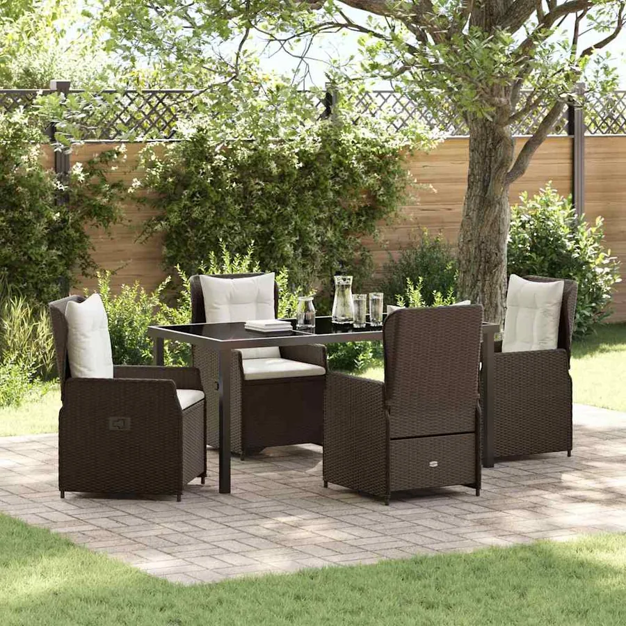 Ensemble de salle à manger pour jardin 5 pcs Marron polyrotin