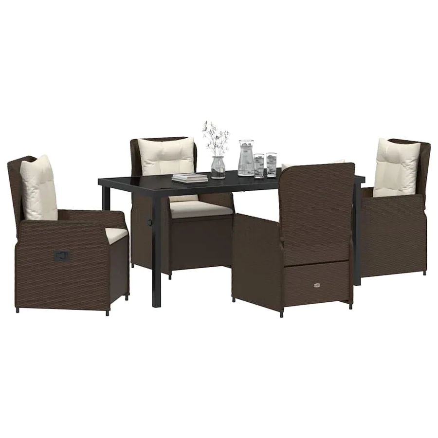 Ensemble de salle à manger pour jardin 5 pcs Marron polyrotin - 3