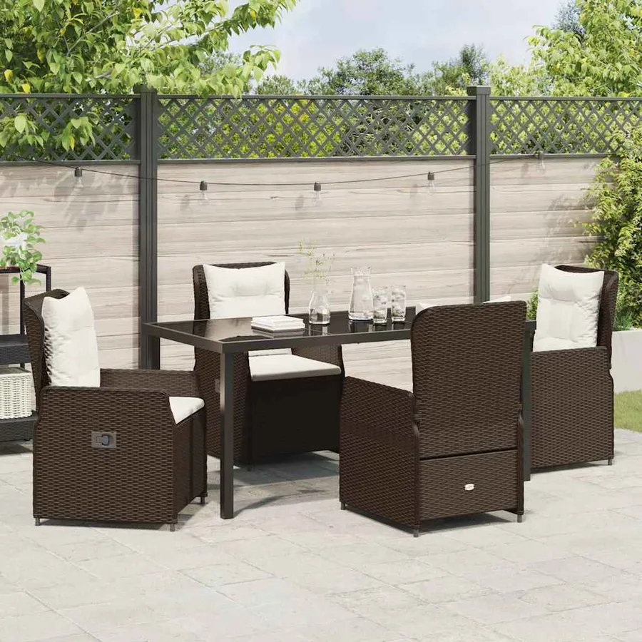 Ensemble de salle à manger pour jardin 5 pcs Marron polyrotin - 4