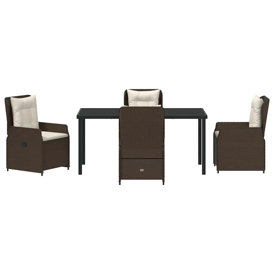 Ensemble de salle à manger pour jardin 5 pcs Marron polyrotin - 7