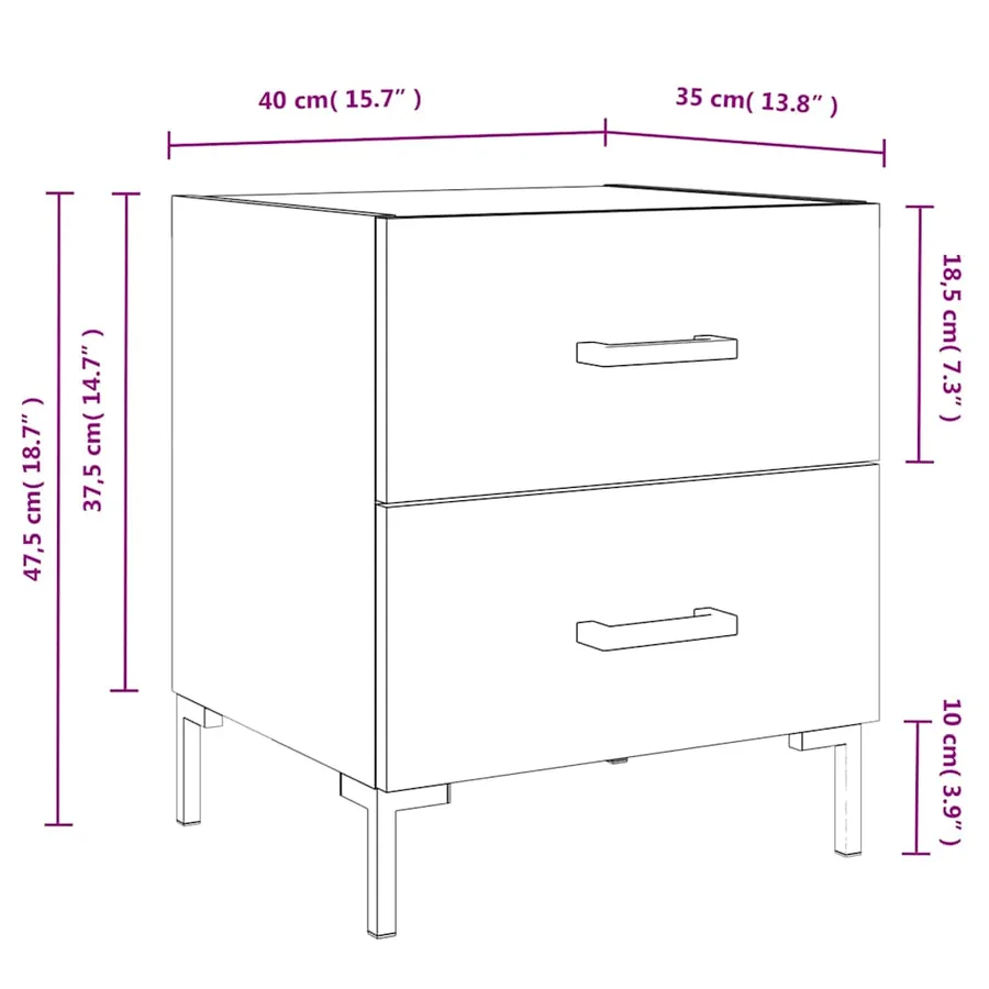 Tables de chevet 2 pcs chêne sonoma 40x35x47,5 cm - 13
