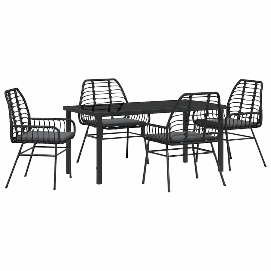Ensemble de salle à manger pour jardin 5 pcs Noir polyrotin - 2