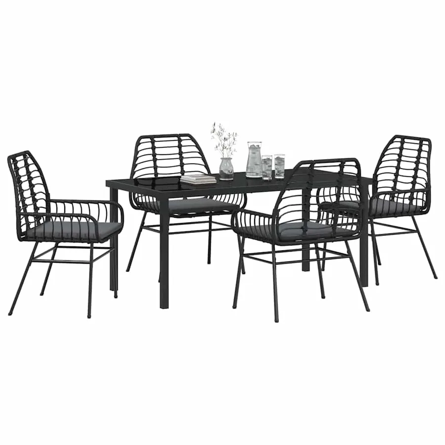 Ensemble de salle à manger pour jardin 5 pcs Noir polyrotin - 3