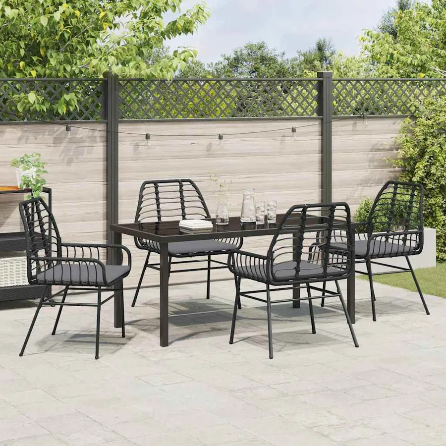 Ensemble de salle à manger pour jardin 5 pcs Noir polyrotin - 4