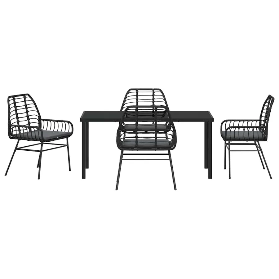 Ensemble de salle à manger pour jardin 5 pcs Noir polyrotin - 7