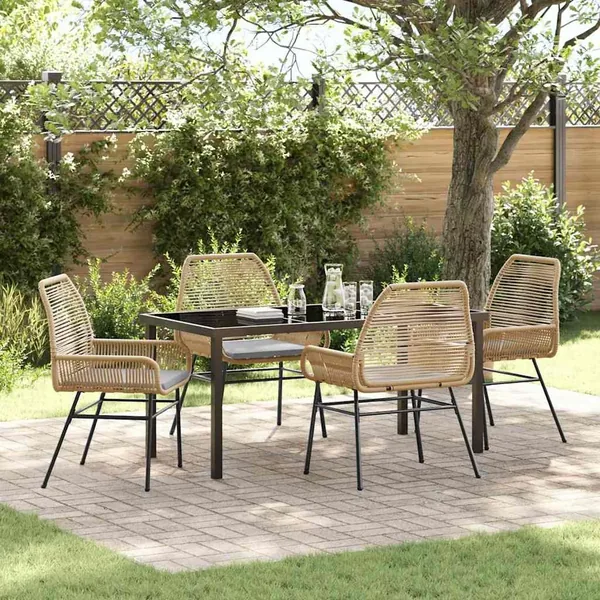 Ensemble de salle à manger pour jardin 5 pcs Marron polyrotin