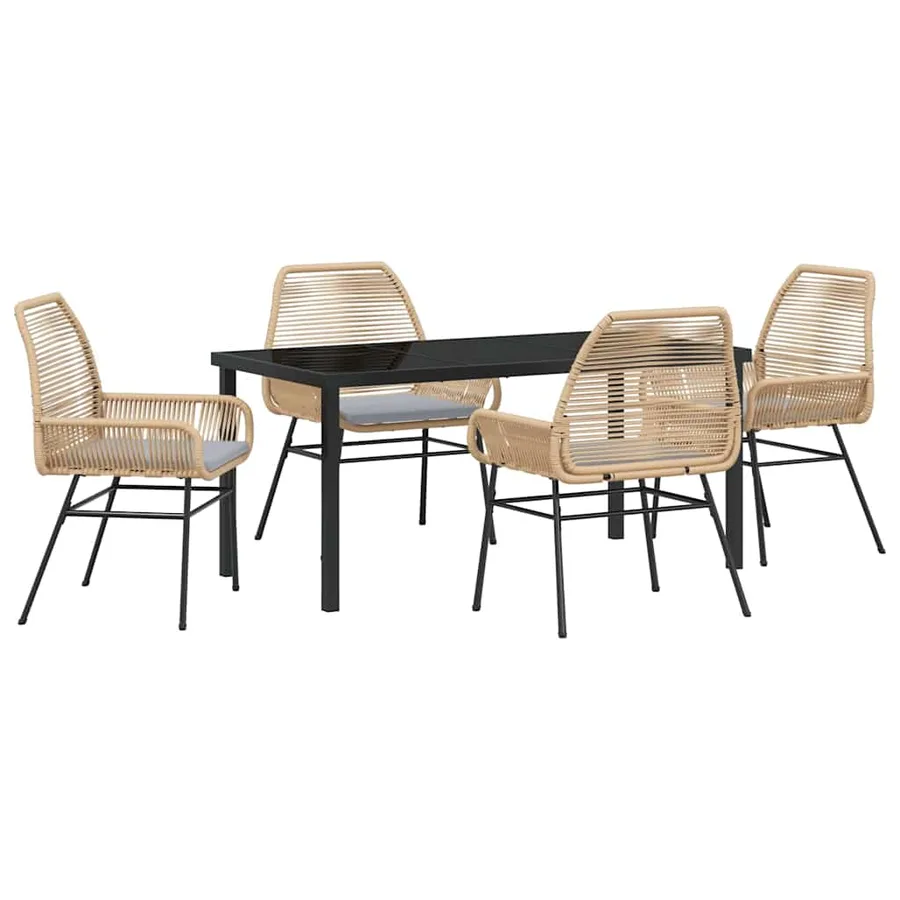 Ensemble de salle à manger pour jardin 5 pcs Marron polyrotin - 2