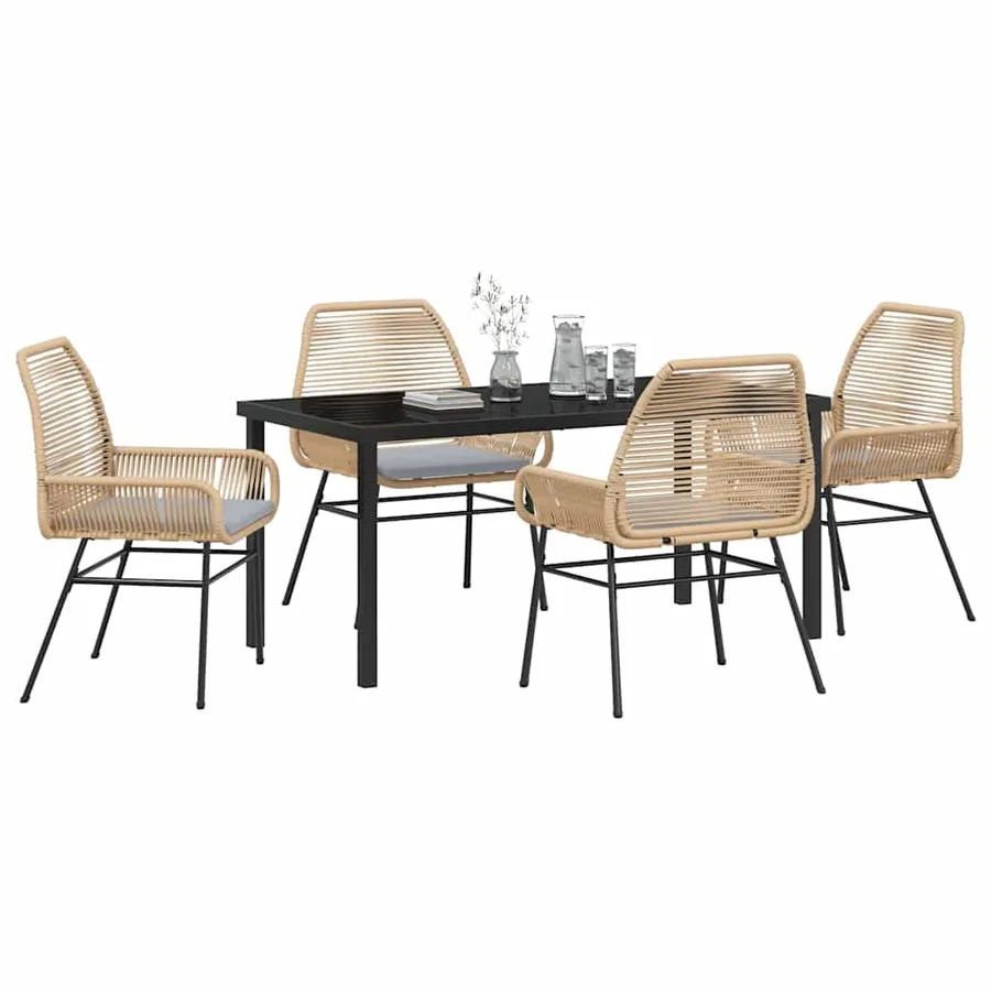 Ensemble de salle à manger pour jardin 5 pcs Marron polyrotin - 3