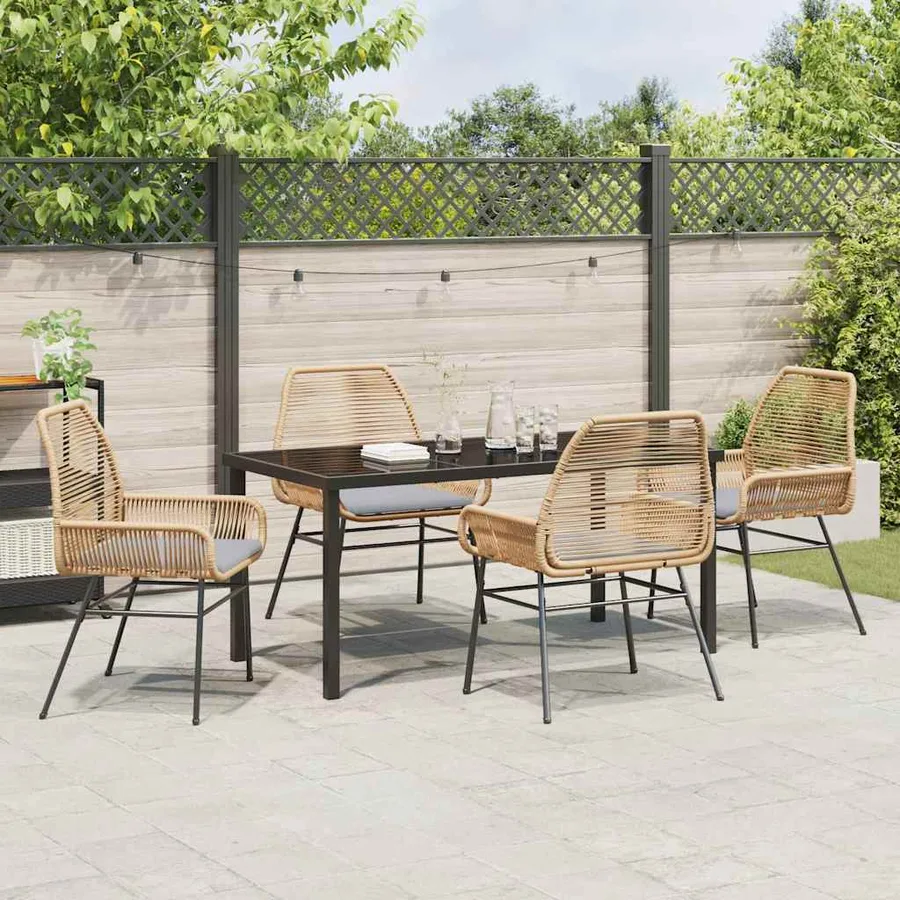 Ensemble de salle à manger pour jardin 5 pcs Marron polyrotin - 4