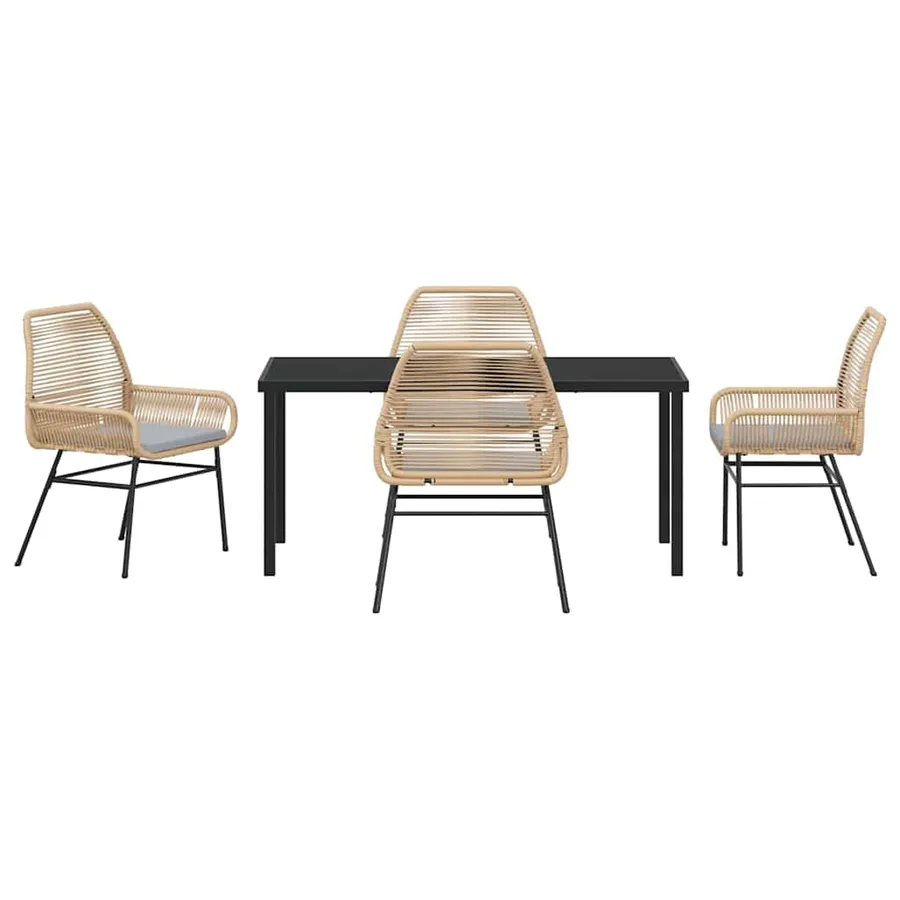 Ensemble de salle à manger pour jardin 5 pcs Marron polyrotin - 7