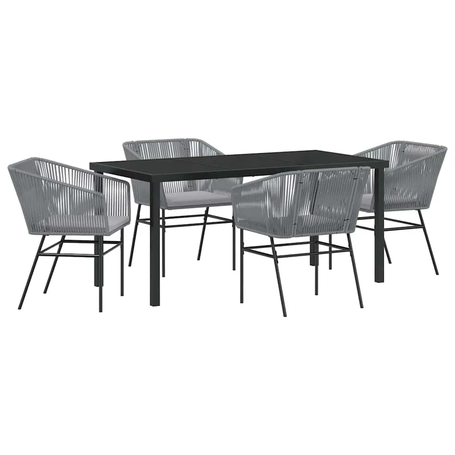 Ensemble de salle à manger pour jardin avec coussin 5 pcs Gris - 2