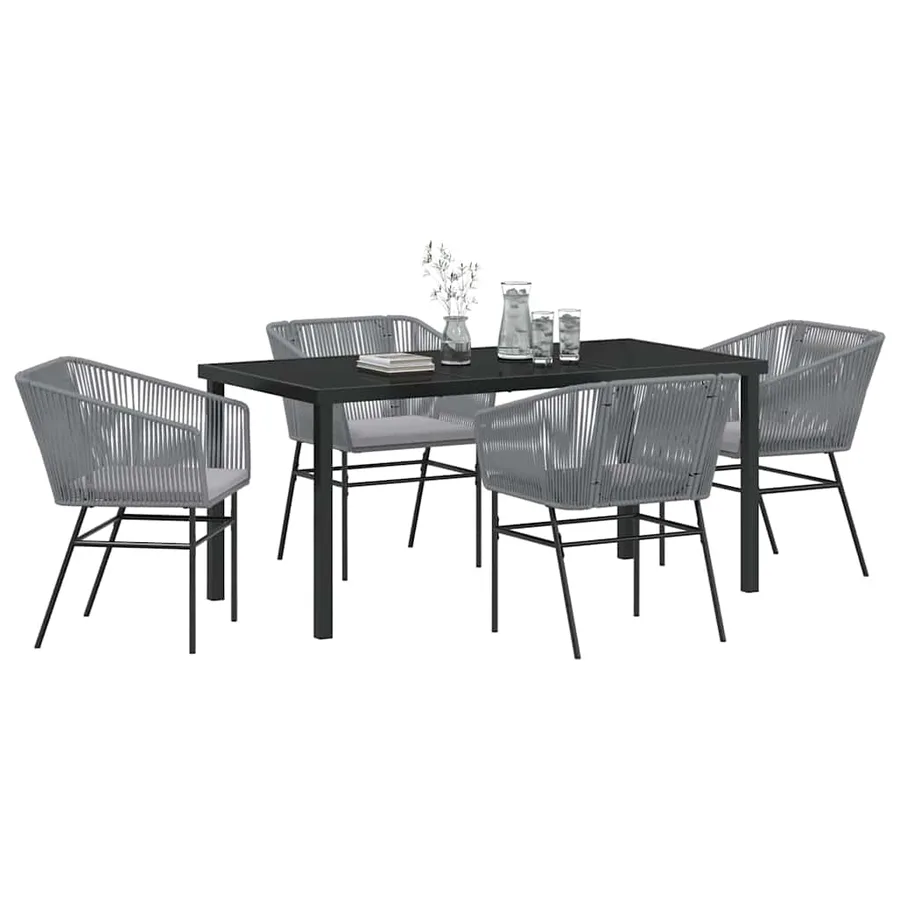 Ensemble de salle à manger pour jardin avec coussin 5 pcs Gris - 3