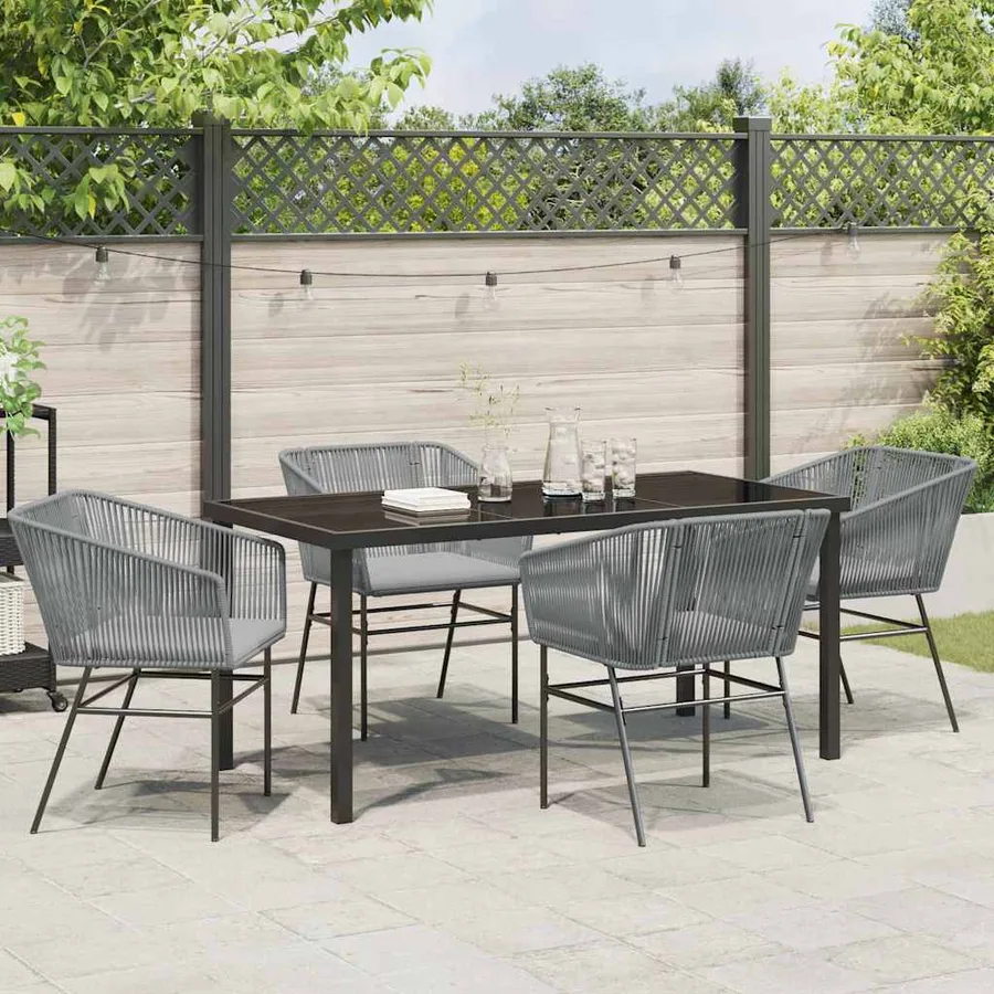 Ensemble de salle à manger pour jardin avec coussin 5 pcs Gris - 4