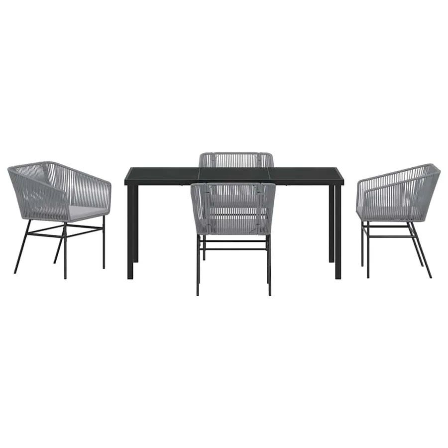 Ensemble de salle à manger pour jardin avec coussin 5 pcs Gris - 7