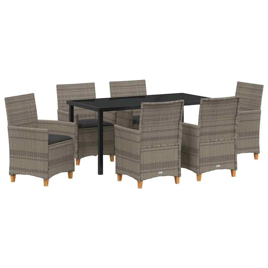 Ensemble de salle à manger pour jardin 7 pcs Gris polyrotin - 2