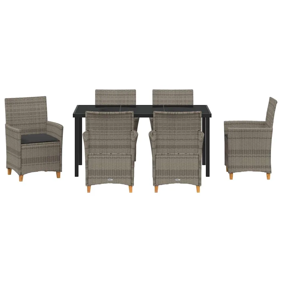 Ensemble de salle à manger pour jardin 7 pcs Gris polyrotin - 7
