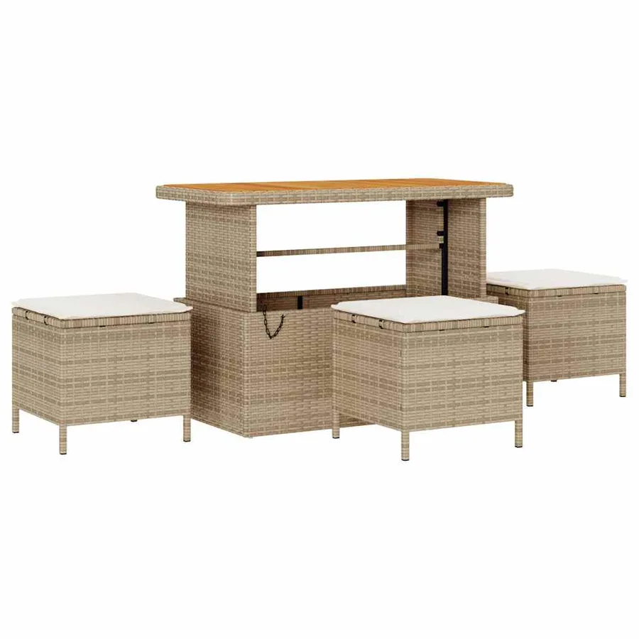 Ensemble de canapé de jardin 14 pcs Beige polyrotin - 4