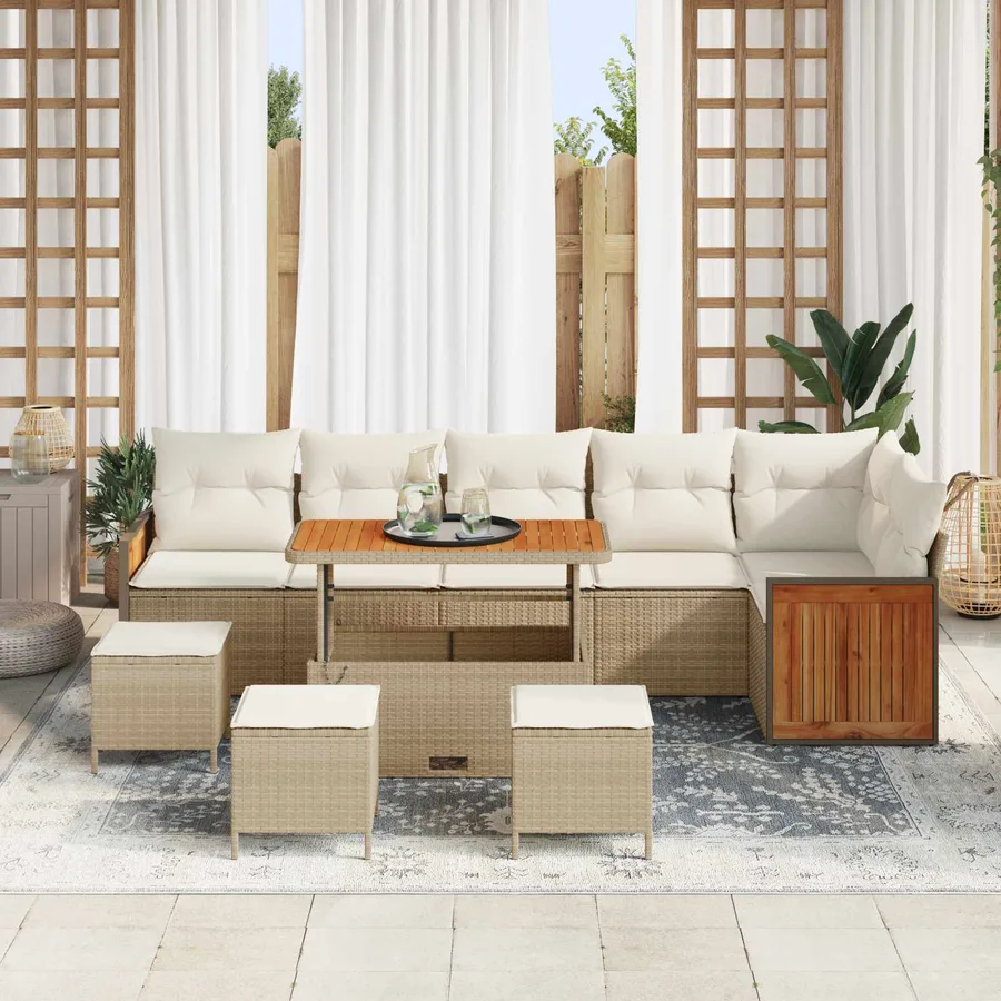 Ensemble de canapé de jardin avec coussin 10 pcs Beige et crème - 3