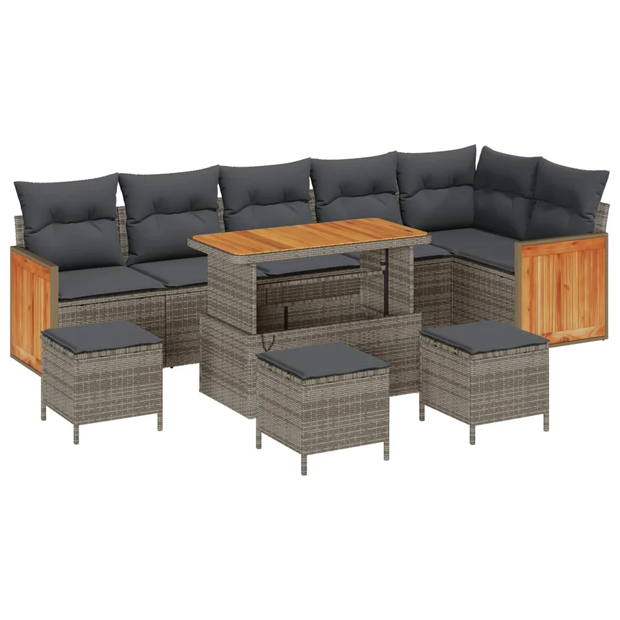 Ensemble de canapé de jardin avec coussin 10 pcs Gris - 2