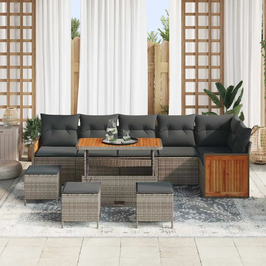 Ensemble de canapé de jardin avec coussin 10 pcs Gris - 3