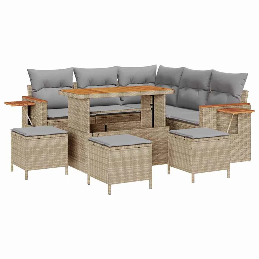 Ensemble de canapé de jardin 10 pcs Beige et Gris clair - 2