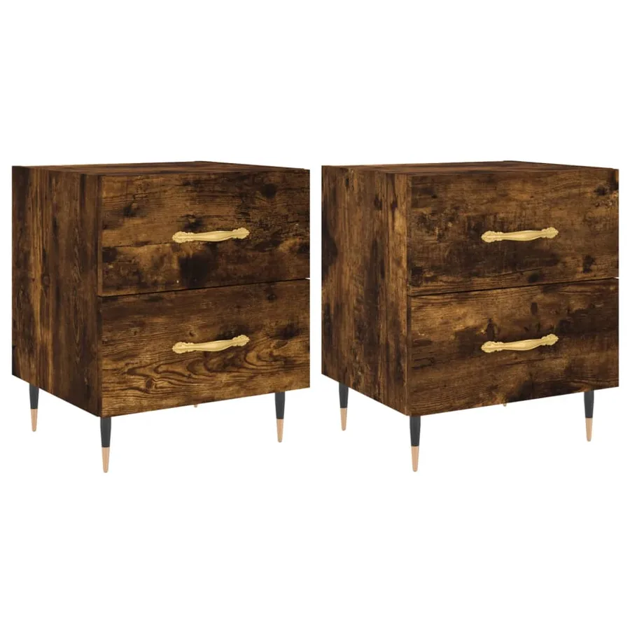 Tables de chevet 2pcs chêne fumé 40x35x47,5cm bois d’ingénierie - 2