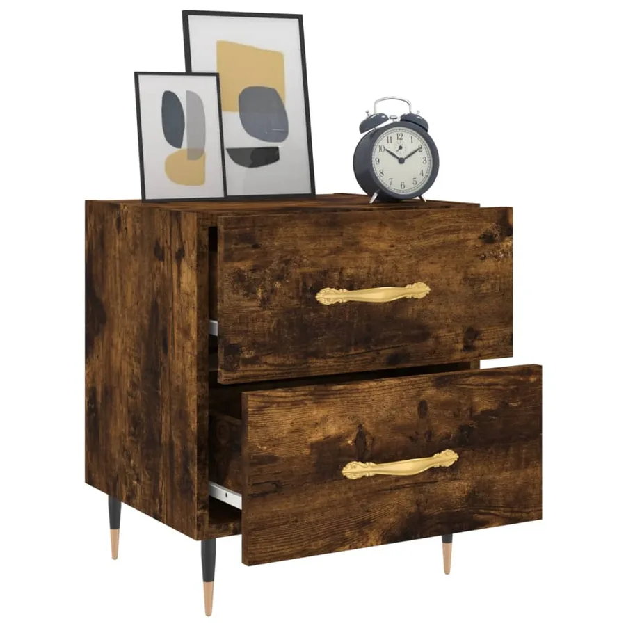 Tables de chevet 2pcs chêne fumé 40x35x47,5cm bois d’ingénierie - 4