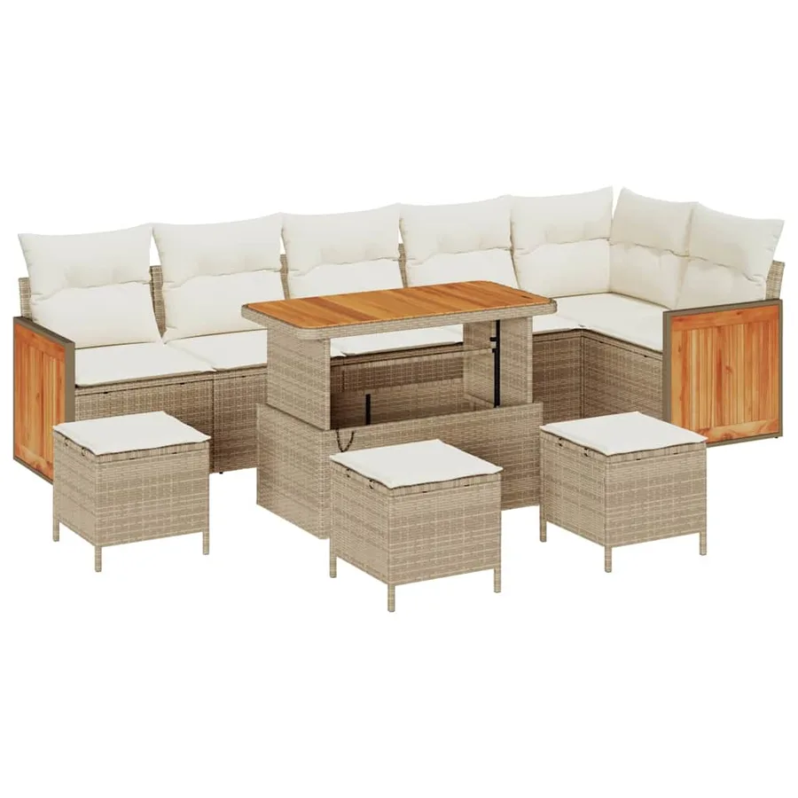 Ensemble de canapé de jardin 12 pcs Beige et crème polyrotin - 2