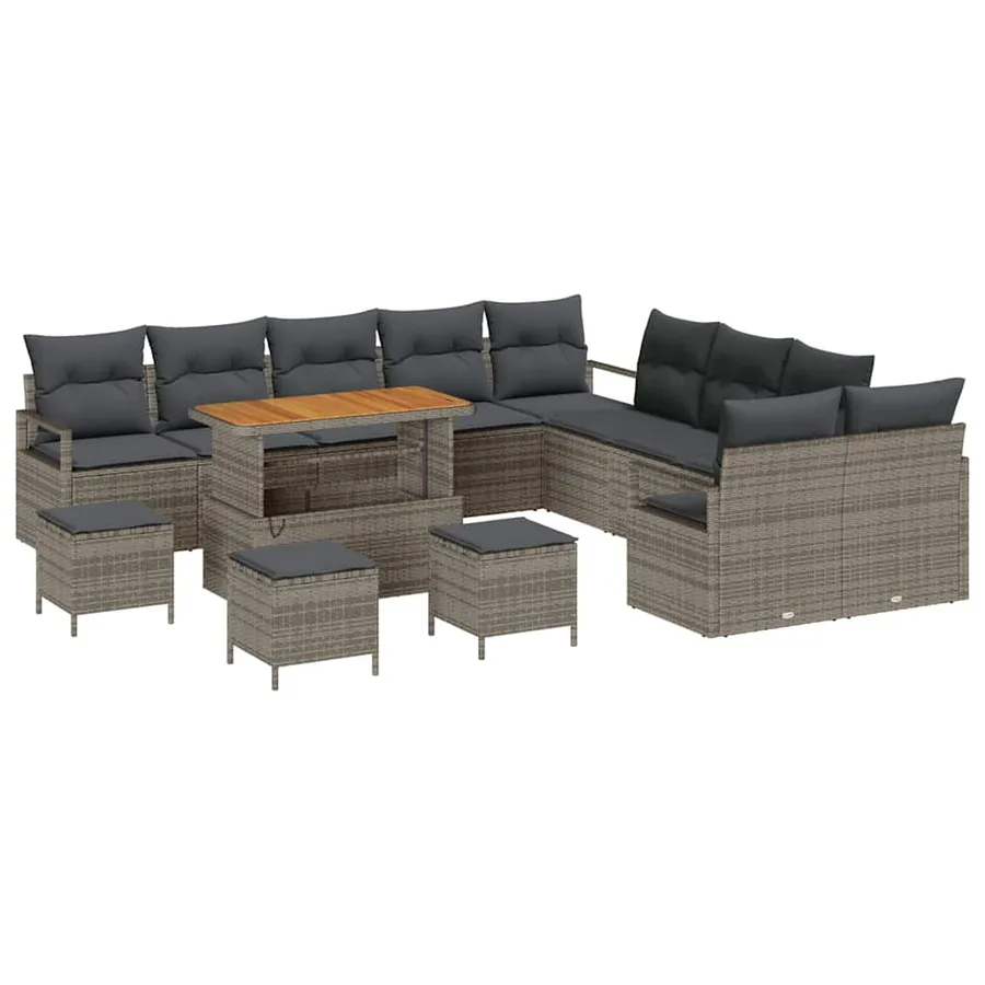 Ensemble de canapé de jardin avec coussin 14 pcs Gris - 2