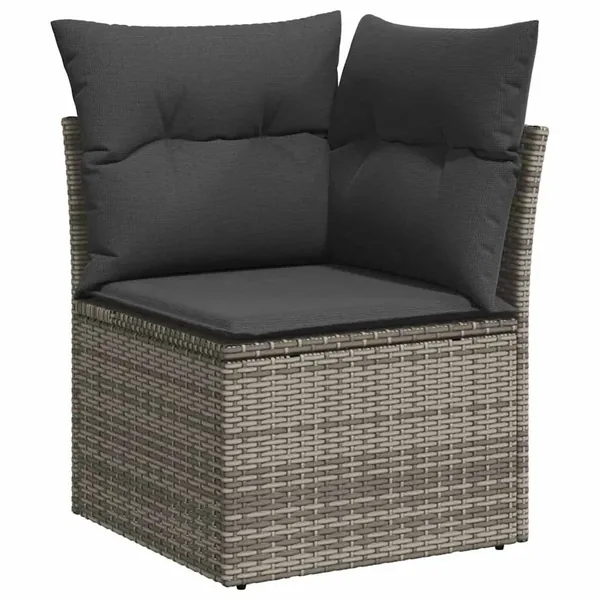 Ensemble de canapé de jardin avec coussin 9 pcs Gris Poly rotin