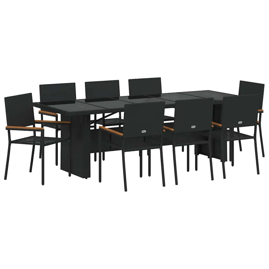 Ensemble de salle à manger pour jardin 9 pcs Noir polyrotin - 2