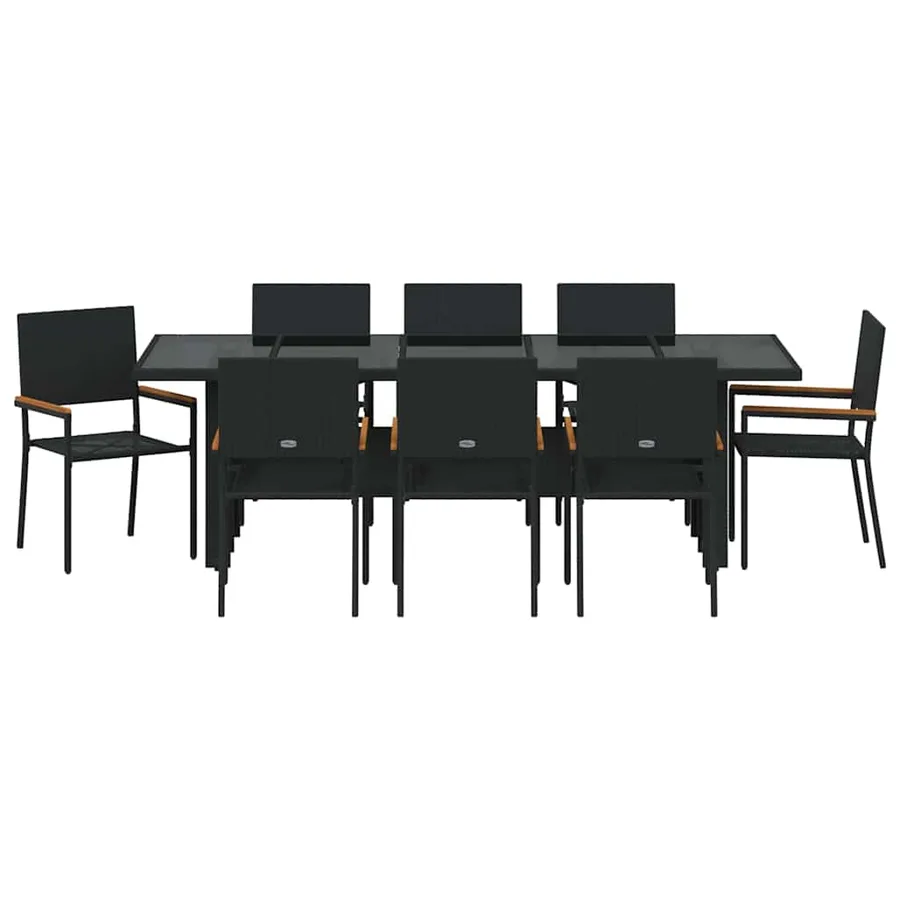 Ensemble de salle à manger pour jardin 9 pcs Noir polyrotin - 7