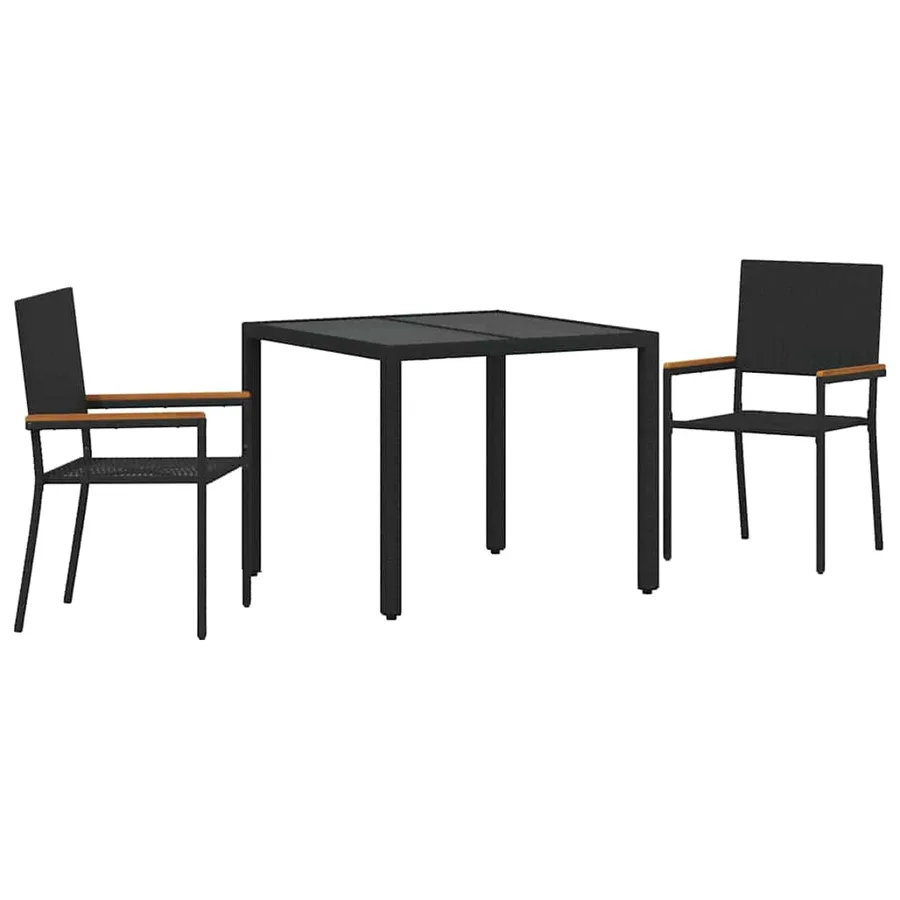 Ensemble de salle à manger pour jardin 3 pcs Noir polyrotin - 2
