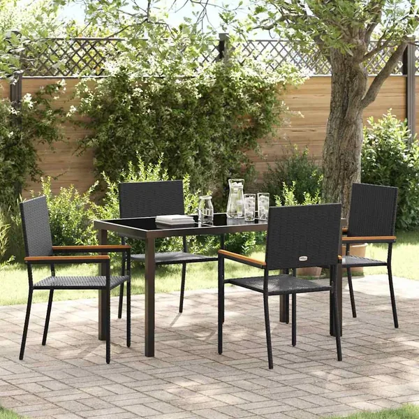 Ensemble de salle à manger pour jardin 5 pcs Noir polyrotin