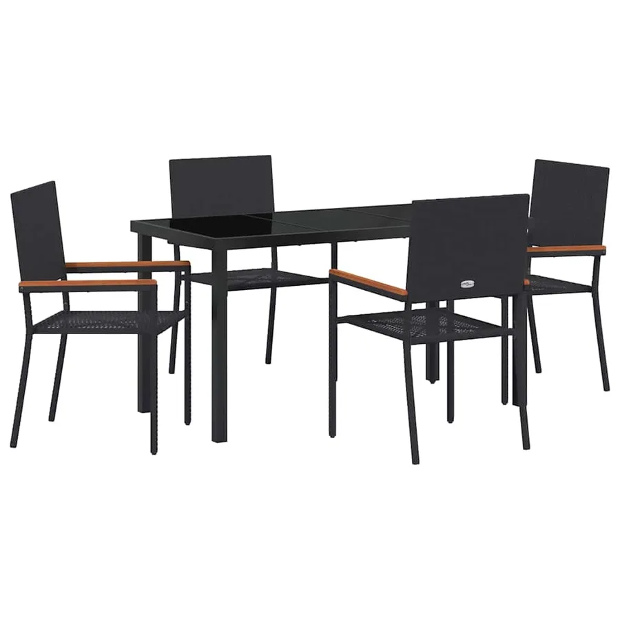Ensemble de salle à manger pour jardin 5 pcs Noir polyrotin - 2
