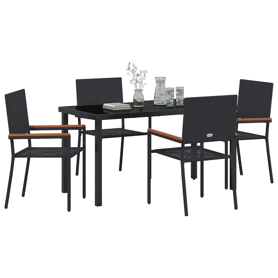 Ensemble de salle à manger pour jardin 5 pcs Noir polyrotin - 3