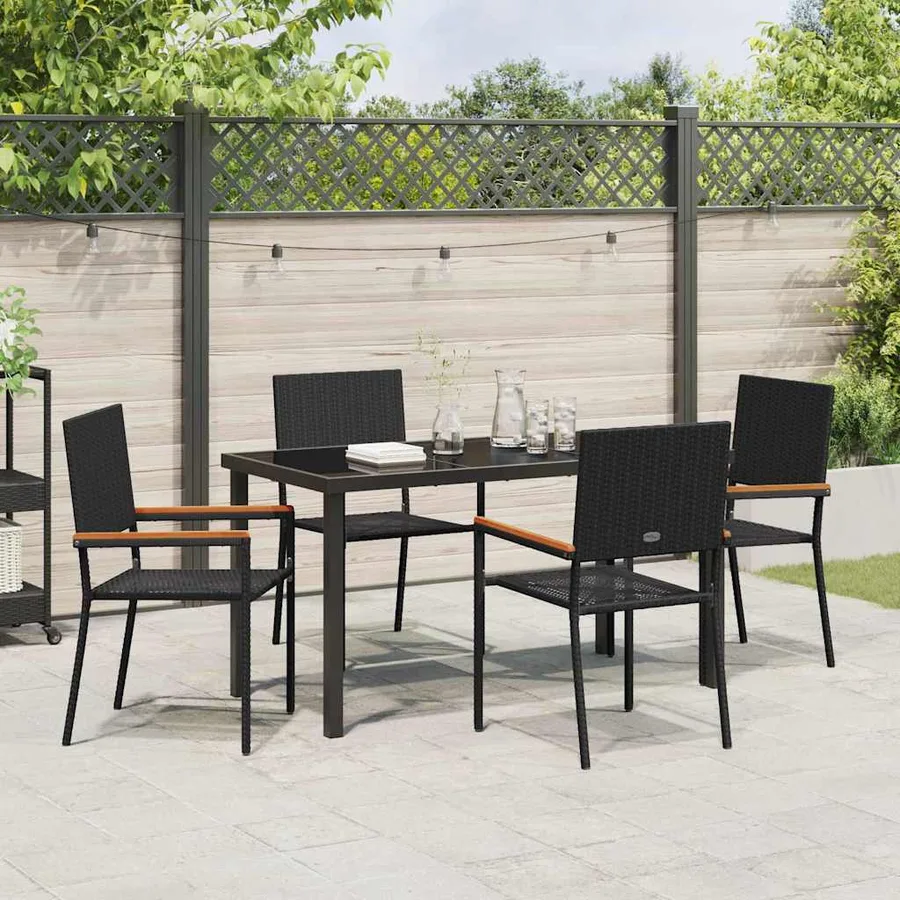 Ensemble de salle à manger pour jardin 5 pcs Noir polyrotin - 4